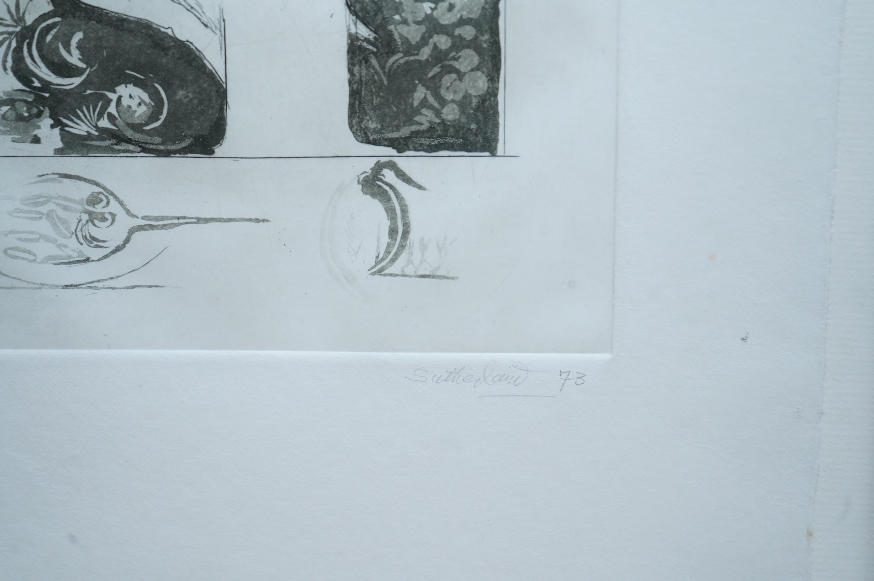 Graham Sutherland (1903-1980), 'Man Smoking', signed and dated '73 in pencil, limited edition, VII/XII, etching with aquatint, blindstamped lower left, 47 x 32cm